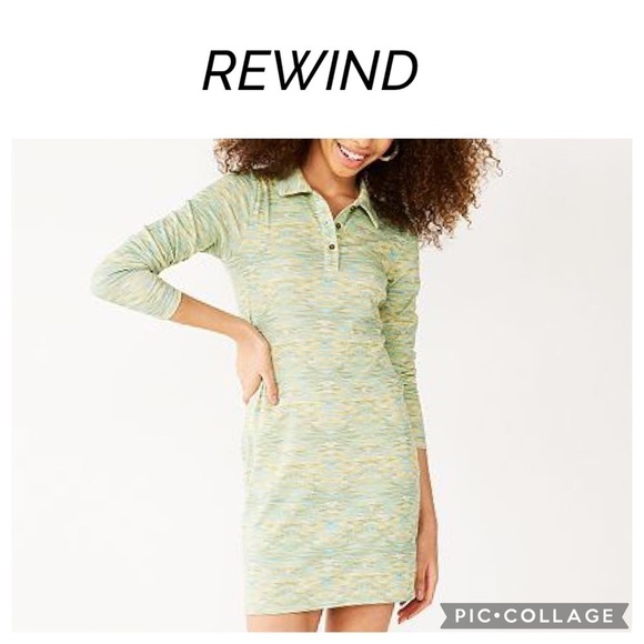 Rewind Bodycon long sleeves mint green Polo Dress XS NWT - Picture 1 of 8